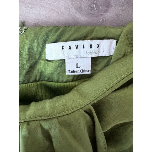 Nordstrom Rack Favlux Green Faux Wrap Shimmer Maxi Skirt Size Large - Picture 11 of 16